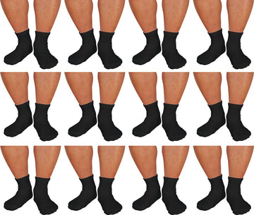 12 PAIRS PACK DIABETIC SOCKS FOR MEN WOMEN NON-BINDING DOCTOR APPROVED ANKLE SOCKS WHITE , BLACK , GREY COLORS